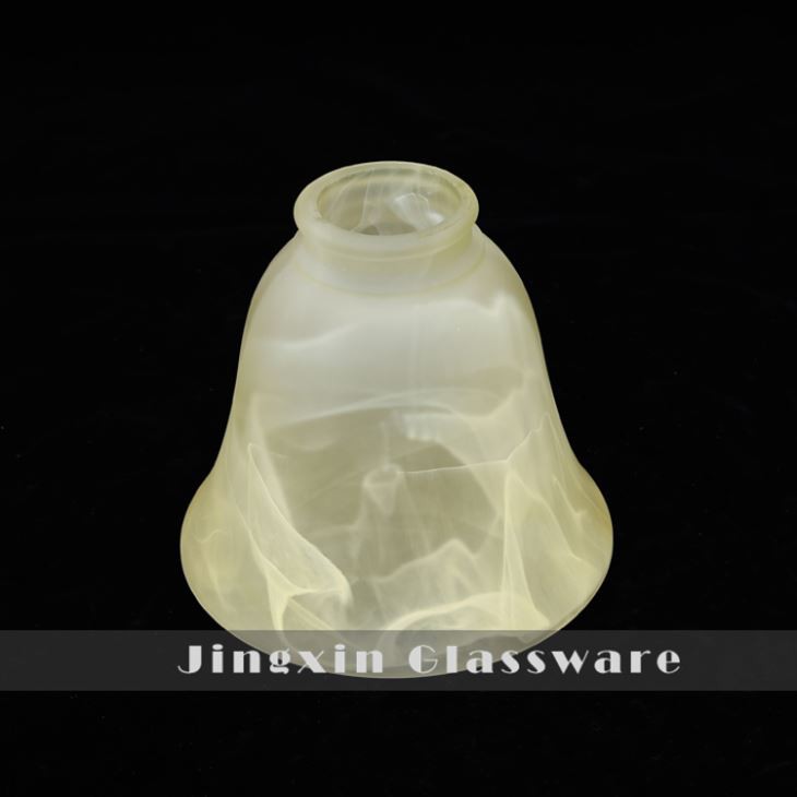 Кехлибарен цвят антични звънец форма стъкло фен абажури