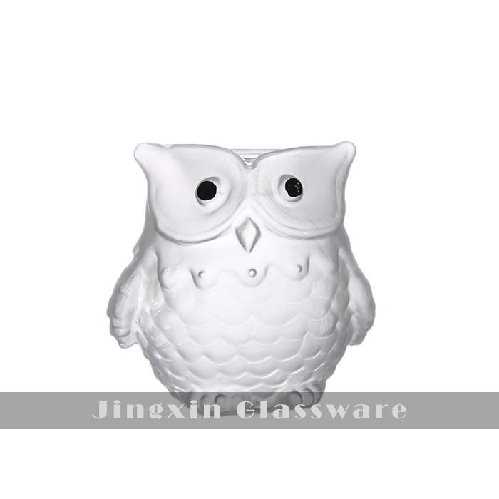 Симпатичен топлоустойчив стъклен бухал поставка за чаени свещи