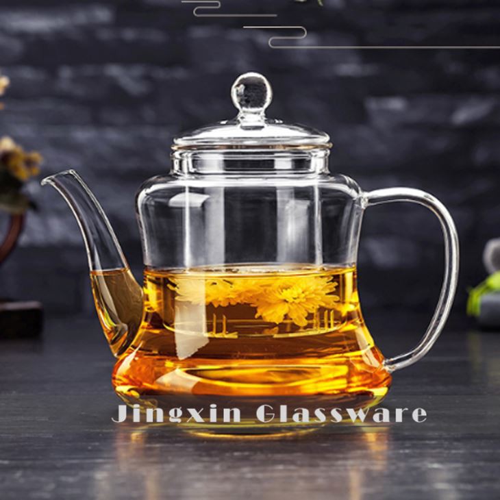 Чайник от прозрачно боросиликатно стъкло със стъклен филтър